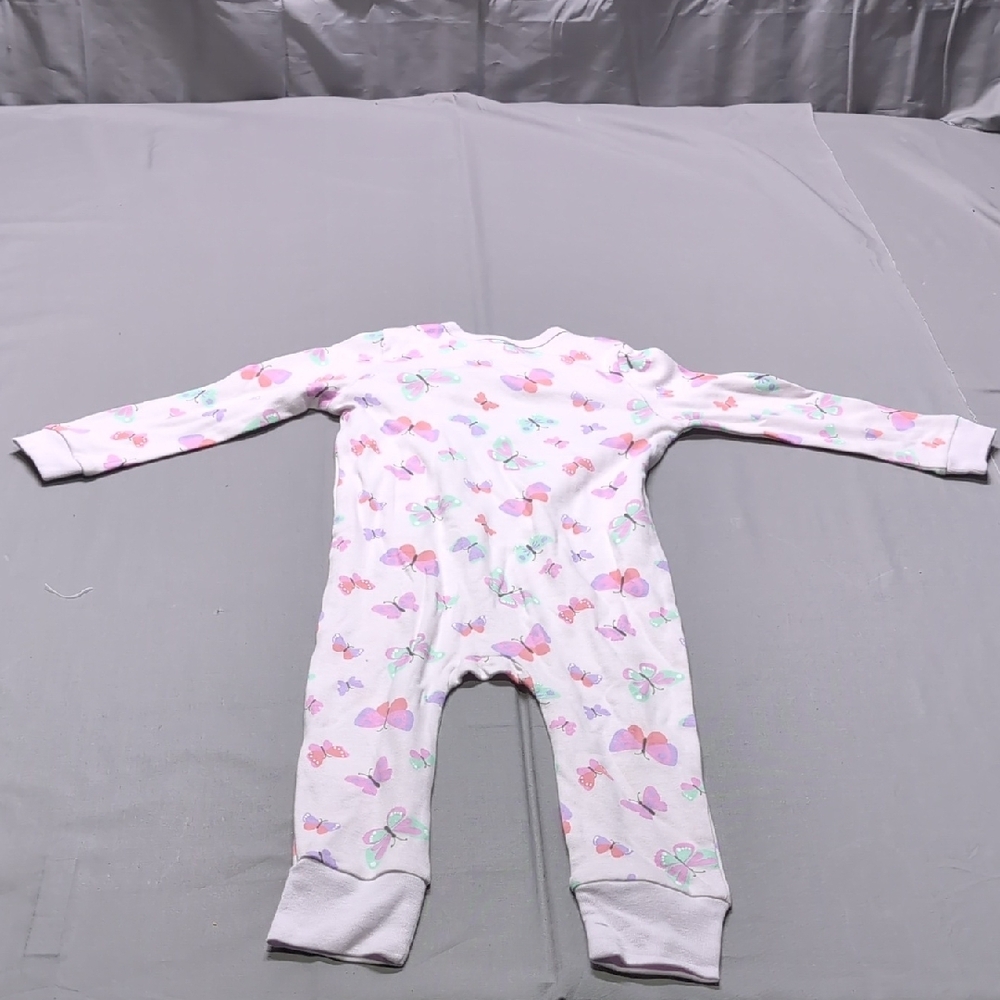 Koala Baby 24M Pink Butterfly Print Long Sleeve Footless Cotton Romper Zipper - Picture 2 of 4